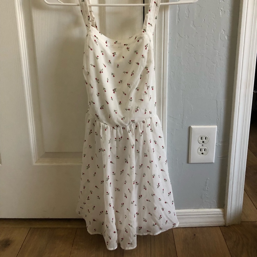 White, rose printed romper